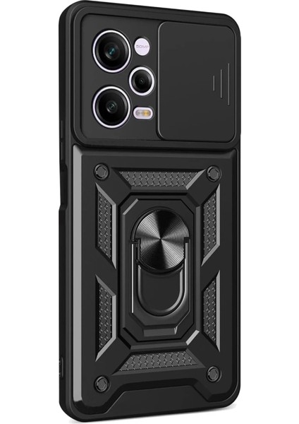 Xiaomi Redmi Note 12 Pro 5g Kılıf Pars Lens Yüzüklü Silikon - Siyah Drstr