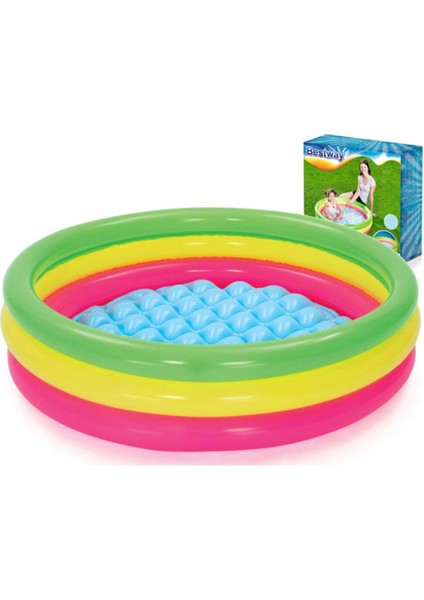 Renkli 70X24 cm Şişme Çocuk Oyun Havuzu, 3 Boğumlu, Eğlenceli ve Hafif Tasarım