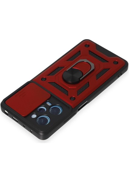 Xiaomi Redmi Note 12 Pro 5g Kılıf Pars Lens Yüzüklü Silikon - Kırmızı Drstr