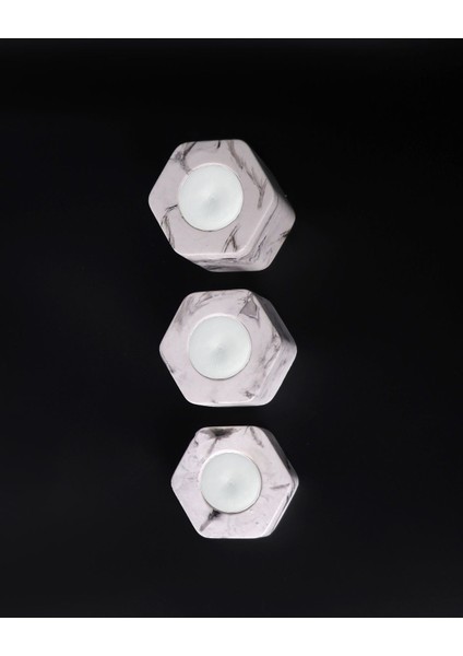 Mermer Desenli Dekoratif Tealight Mumluk, Şık ve Zarif Masa Dekorasyonu Parçası fiyatları