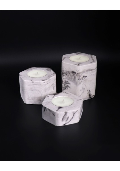 Mermer Desenli Dekoratif Tealight Mumluk, Şık ve Zarif Masa Dekorasyonu Parçası modelleri