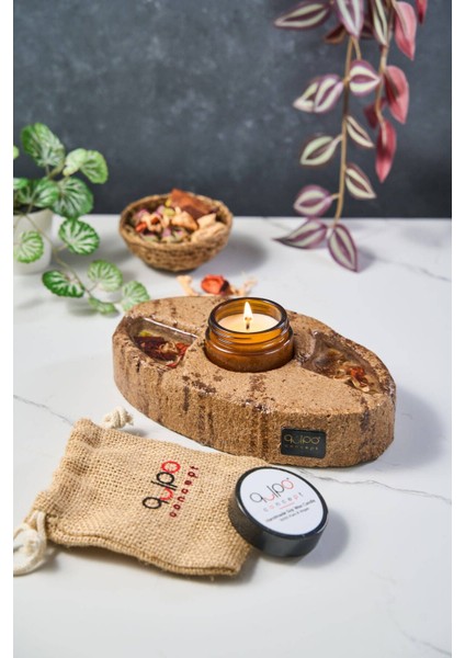 Kişiselleştirilebilir Vintage Mumluk, Vegan Soya, El Yapımı, Modern Tasarım, Kahverengi