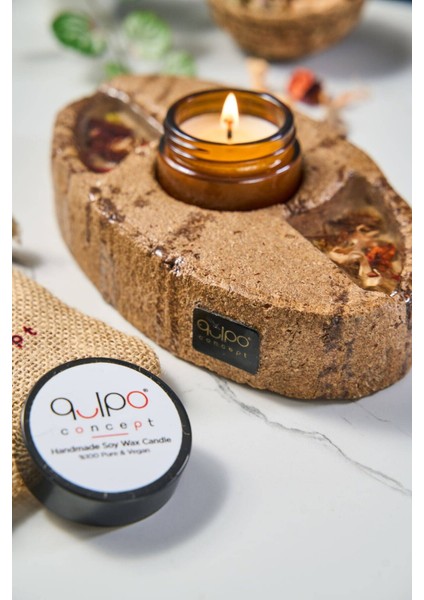 Kişiselleştirilebilir Vintage Mumluk, Vegan Soya, El Yapımı, Modern Tasarım, Kahverengi fırsatları