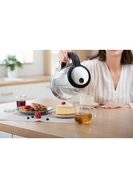 Cam Su Isıtıcısı, Geliştirilmiş Paslanmaz Çelik Filtre ve Iç Kapak, Bpa Içermez, 1,7 Litre, Mavi LED Li, Kuru Çalışma Koruması, 2200 Watt, Hızlı Isıtma