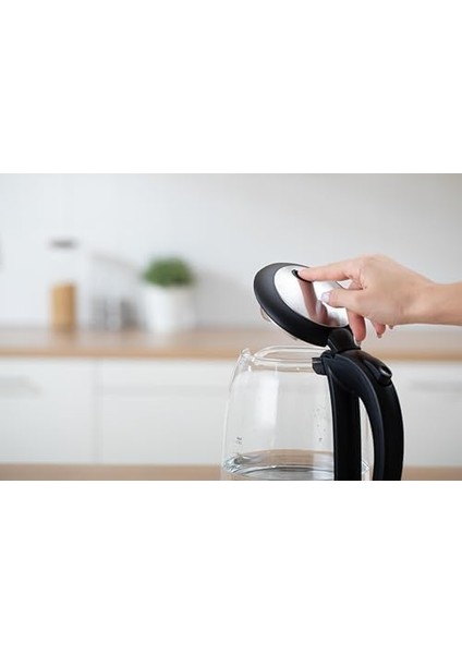 Cam Su Isıtıcısı, Geliştirilmiş Paslanmaz Çelik Filtre ve Iç Kapak, Bpa Içermez, 1,7 Litre, Mavi LED Li, Kuru Çalışma Koruması, 2200 Watt, Hızlı Isıtma