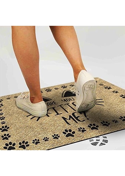 Tasarımlı Dekoratif Kapı Önü Paspas, Dış Mekan/ ev Içi/ banyo/ mutfak/ yatak Odası/ giriş Paspasları (Kitten Me, 45X70)
