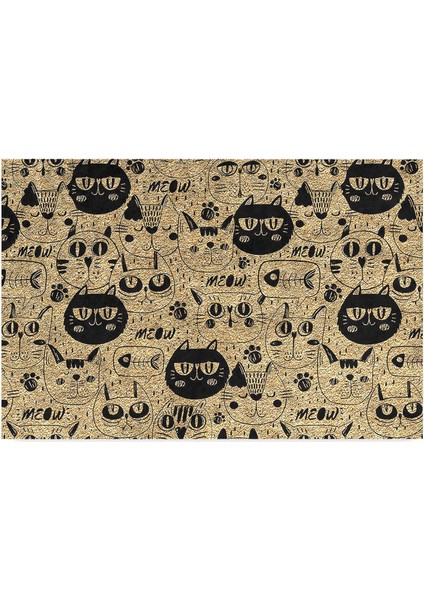 Tasarımlı Dekoratif Kapı Önü Paspas, Dış Mekan/ ev Içi/ banyo/ mutfak/ yatak Odası/ giriş Paspasları (Kediler, 45X70)