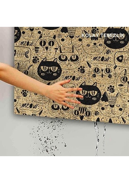 Tasarımlı Dekoratif Kapı Önü Paspas, Dış Mekan/ ev Içi/ banyo/ mutfak/ yatak Odası/ giriş Paspasları (Kediler, 45X70)