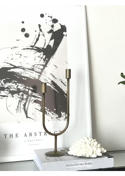 Iki Kollu Metal Şamdan ve Mumluk, Dekoratif, Eskitme Pirinç Tasarım indirimleri