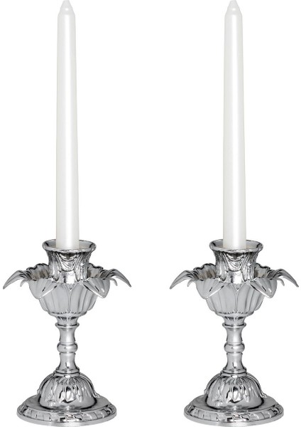 Iki Adet Gümüş Renkli Dekoratif Mumluk Seti, Şık ve Zarif Tasarım