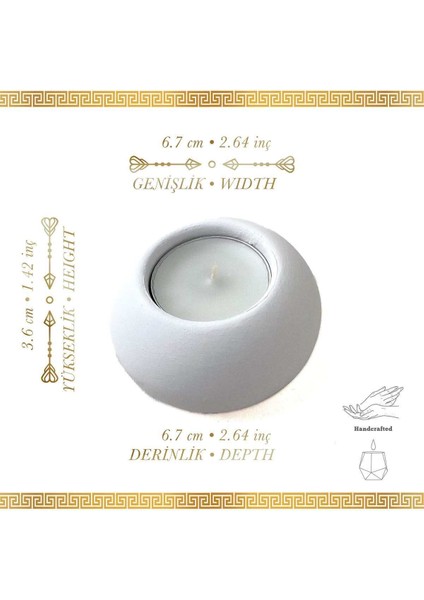 4'lü Beton Mumluk Seti, Tepsili, Inci Beyazı, Modern ve Şık Dekorasyon Parçası fiyatları