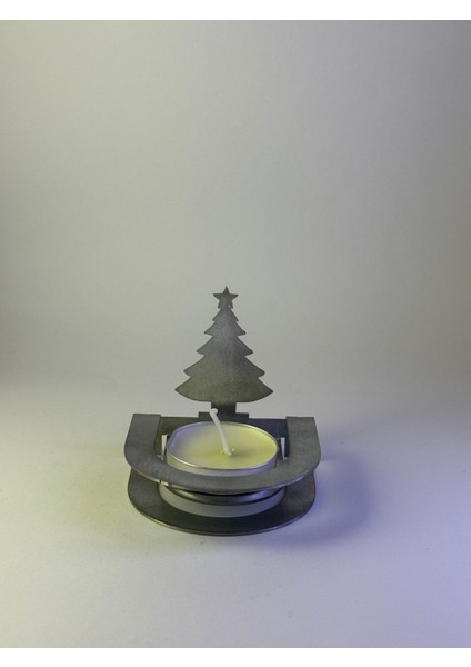 Yılbaşı Ağacı Temalı Katlanabilir Silüet Dekoratif Mumluk, Gri, Şık ve Pratik Tasarım indirimleri