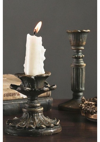 Şamdan Mumluk 3'lü Fransız Romantik Antik El Sanatı Siyah Bronz Dekoratif modelleri