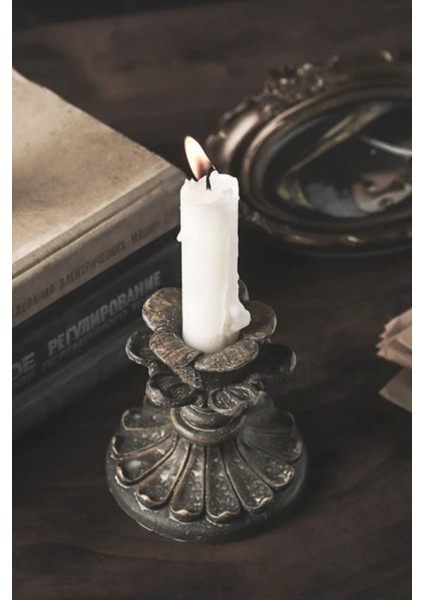 Şamdan Mumluk 3'lü Fransız Romantik Antik El Sanatı Siyah Bronz Dekoratif fırsatları