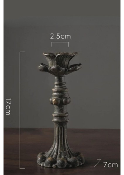 Şamdan Mumluk 3'lü Fransız Romantik Antik El Sanatı Siyah Bronz Dekoratif