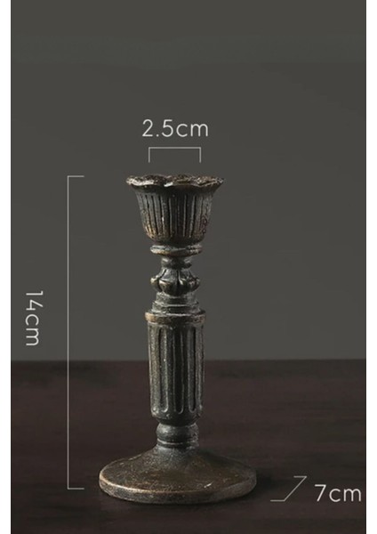 Şamdan Mumluk 3'lü Fransız Romantik Antik El Sanatı Siyah Bronz Dekoratif