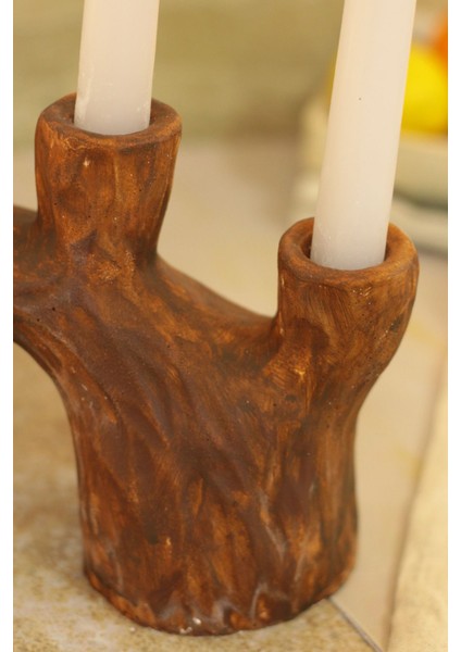 Kahverengi 4'lü Büyük Odun Beton Şamdan Seti, Şık ve Modern Dekorasyon Için Ideal fiyatları