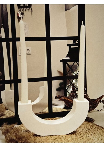 Şamdan Mumluk U Şekli Beyaz 10X21CM, Dekoratif, Mumlar Dahil Değil fiyatları