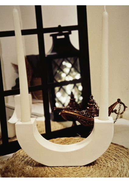 Şamdan Mumluk U Şekli Beyaz 10X21CM, Dekoratif, Mumlar Dahil Değil modelleri