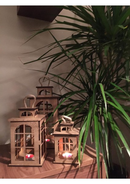 3 Boy Fener Mumluk, Doğal Ahşap Tasarım, Şık ve Kullanışlı Ev Dekoru