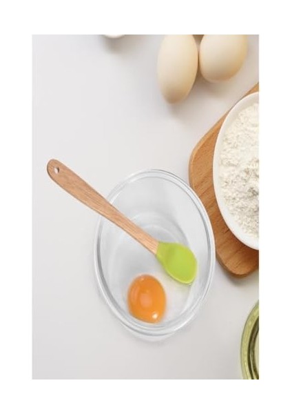 Indigo 3'lü Renkli Bambu Saplı Silikon Spatula Seti Uzun 26CM