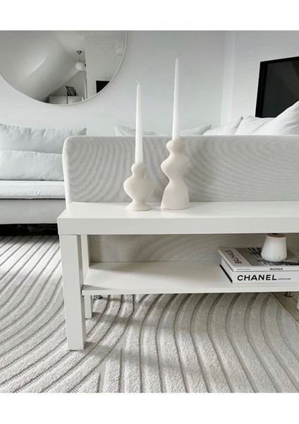 Şık Dalgalı Tasarımlı 2'li Şamdan Seti Beyaz Renk fiyatları