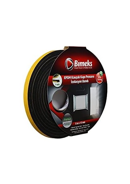 Epdm Kauçuk Kapı Pencere Bandı 7MMX15MMX5MT Siyah 1008002