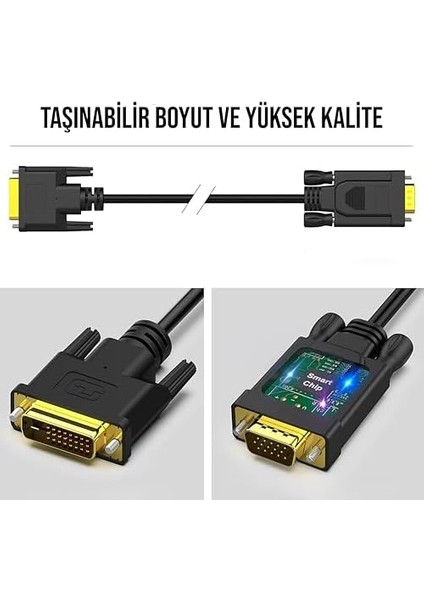 Dvi To VGA 24+5 VGA Dönüştürücü Monitör Kablosu (Dvi-I Dual Link) 1.80METRE (C-558)
