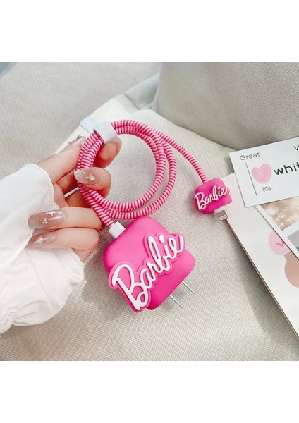 Iphone 18W/20W Uyumlu Barbie Şarj Kılıfı, Şarj Kablosu Örme Aparatı, Toparlayıcı