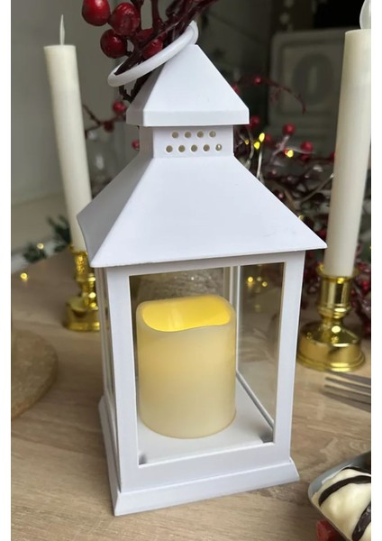 Bahçe Dekoratif Beyaz Fener Seti, Pilli Mum ve Askılı Mumluk fırsatları