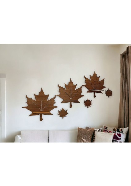 3'lü Yaprak Mumluk Seti, Ahşap Duvar Dekorasyonu, Şık ve Doğal Aksesuar