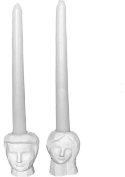 Beyaz Çiftli Mumluklar, Şıklık ve Sıcaklık Katacak Dekorasyon Ürünü fırsatları