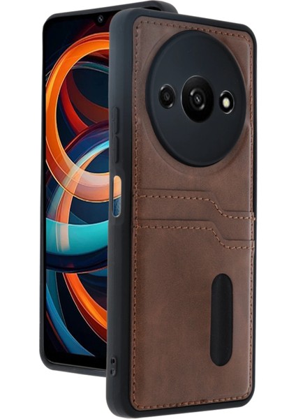 Xiaomi Redmi A3 4g Kılıf Sara Kartvizitli Deri Kılıf - Taba Drstr