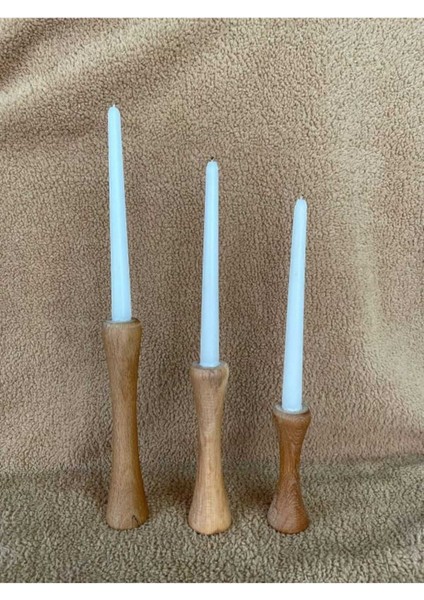 Rustik Ahşap 3'lü Mumluk Seti, Doğal Kayın Material, Sıcak Atmosfer Yaratır
