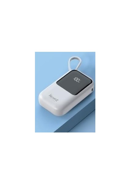 H12 10000 Mh Pd 20W ve USB 22.5W Fast Hızlı Şarj Dahili Type C ve Lightning Kablolu Dünya Standartlarına Uygun Polymer Batarya Birebir Amper LCD Göstergeli Powerbank
