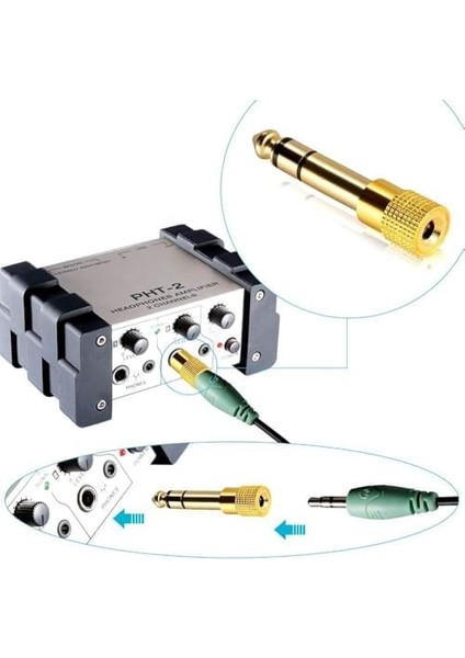 Plus PX-4458 6.3 mm Erkek To 3.5 mm Dişi Çevirici Dönüştürücü Jack Adaptörü