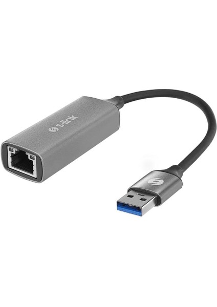 SW-U334 Gri Metal USB 3.0 To RJ45 10/100/1000MBPS Gigabit Adaptör