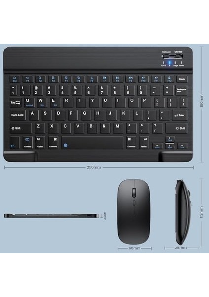 Bluetooth Kablosuz Ingilizce Şarjlı Klananye Alüminyum Alışım Bluetooth Mini Mouse Süper Hafif Taşınabillir Bluetooth Eşleştirmeli Midi Klananye 25CM x 15CM, Coverzone