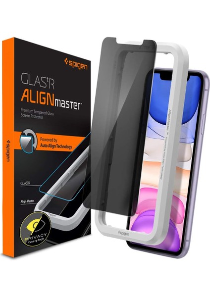 Apple iPhone 11 / Apple iPhone Xr Privacy Hayalet Cam Ekran Koruyucu Kolay Kurulum Alignmaster - AGL00103