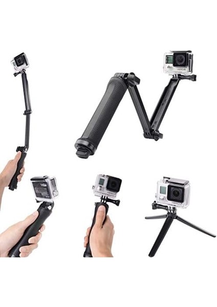 Gopro Ile Uyumlu Aksiyon Kamera Monopod Çubuğu Stand Mini 3in1 Tripod
