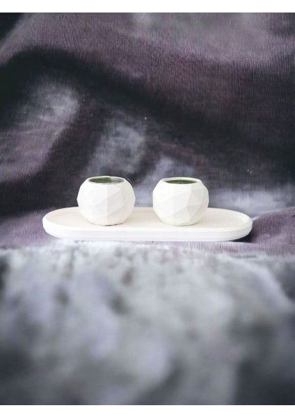 Elmas Beton Mumluk ve Tabaklı Set, Şık ve Modern Tasarım, Beyaz Renk fırsatları