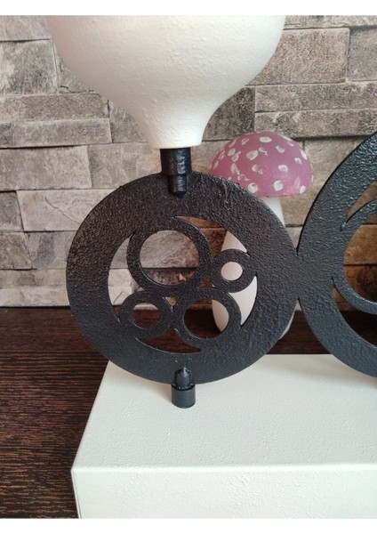 Üç Kademeli Şamdan Dekor Iç Mekan Siyah Beyaz Şık Tasarım indirimleri