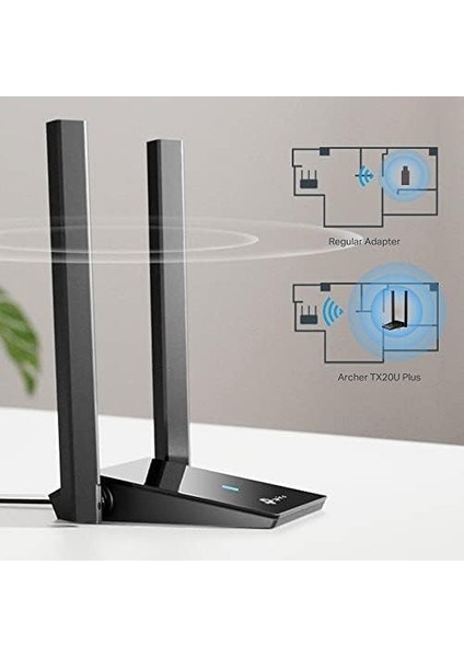 Archer TX20U Plus, AX1800 Mbps, 1 Metre USB 3.0 Kablosu, Beamforming, Mu-Mımo, Düşük Gecikmeli Oyun Deneyimi, Wpa3, Kolay Kurulum, Çift Antenli, Yüksek Çekim Güçlü Wi-Fi 6 USB Adaptör