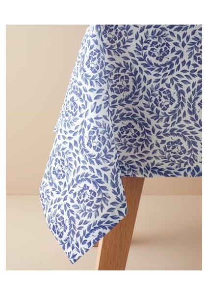 Home Carnival Floral Polyester Masa Örtüsü Mavi