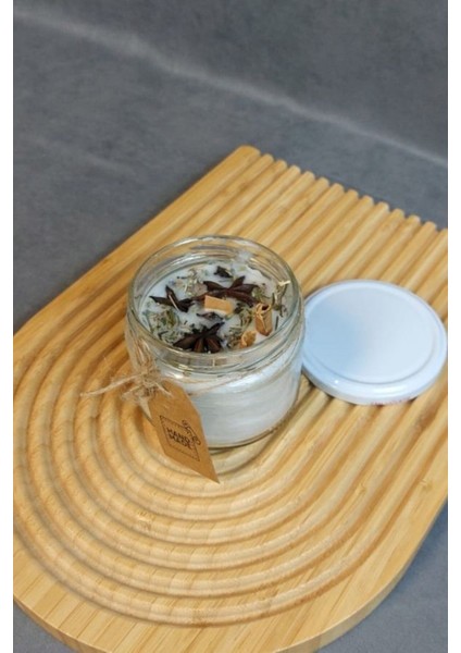 El Yapımı Cam Kavanozda Baharat Temalı Beyaz Mum fiyatları