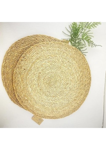 Home 6 Adet Hasır Supla Seti, Amerikan Servis, Sofra Dekorasyonu ve Sunum Için Bambu Hasır, Şık ve Çevre Dostu Masa Aksesuarı 30 cm