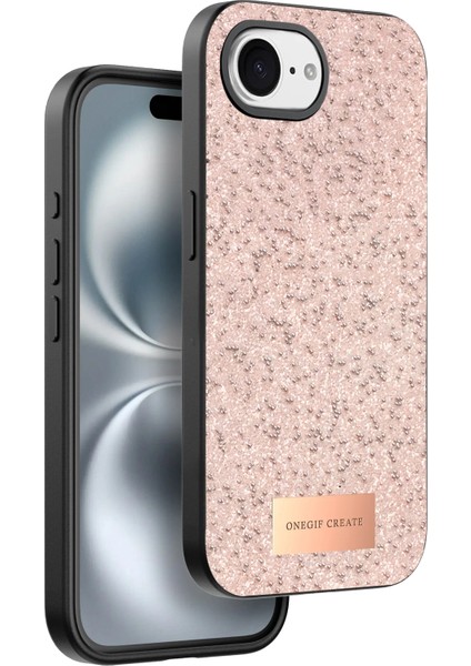 Onegif Apple Iphone 16E Bright Simli Kapak - Pembe Drstr