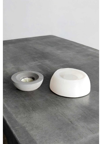 Beyaz Tea Light Mumluk Kalıbı, Beton, Taş Tozu, Alçı Döküm Seti