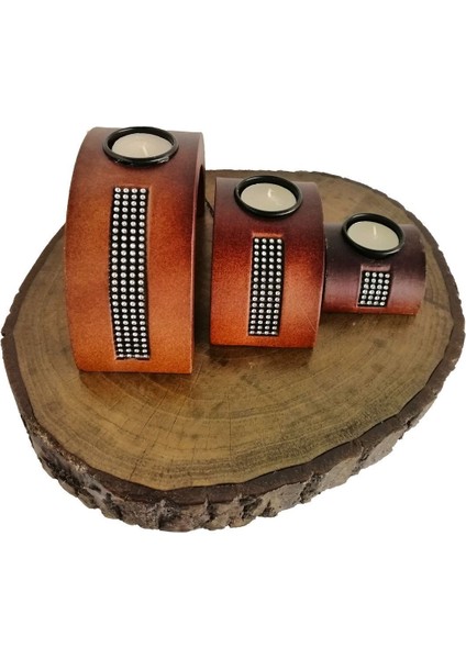 Taş Işlemeli Ahşap 3’lü Mumluk, Dekoratif Şamdan, Şık Hediye, Biblo, Candle fiyatları