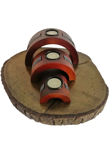 Taş Işlemeli Ahşap 3’lü Mumluk, Dekoratif Şamdan, Şık Hediye, Biblo, Candle modelleri